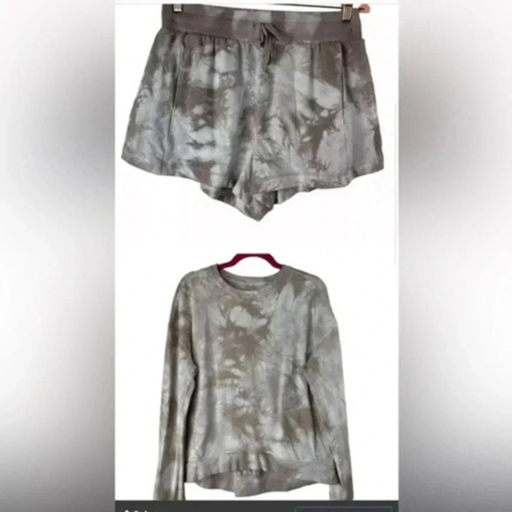 All in Motion Shorts Sweat Shirt Womens Gray Tie Die Lounge Set size XS